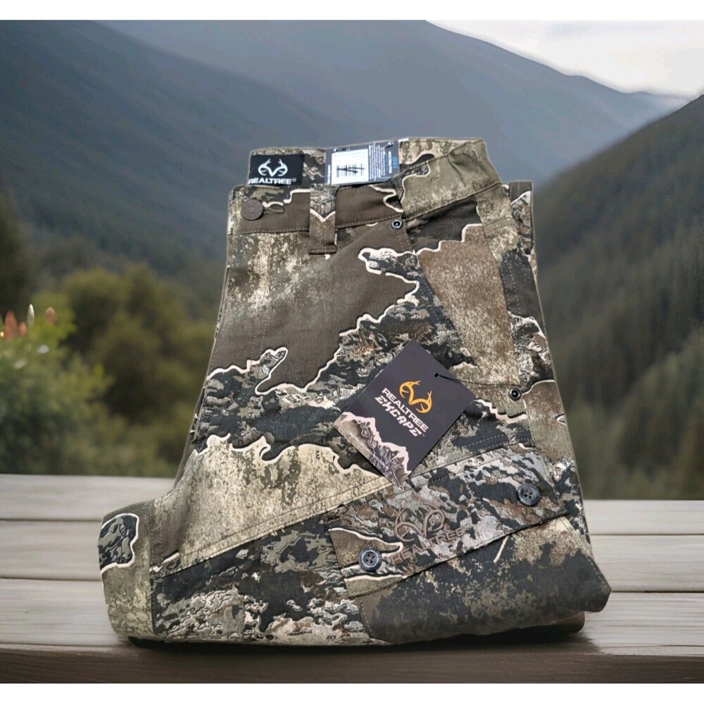 REALTREE EXCAPE CAMO CARGO HUNTING PANTS MENS STRETCH 34X32  10" RISE  NWT